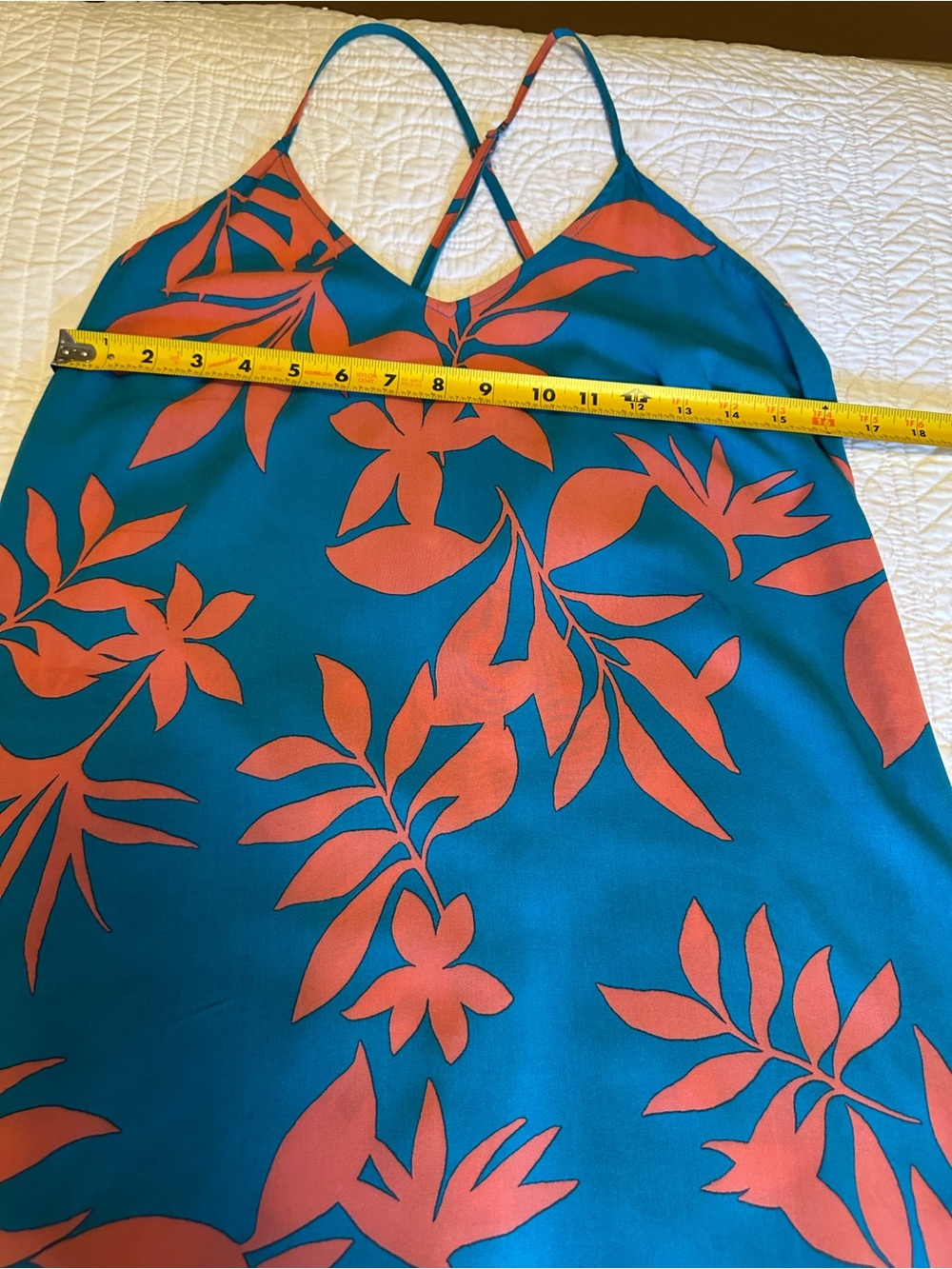 Old Navy Teal Maxi Dress with Coral Floral Print - Picture 4 of 7